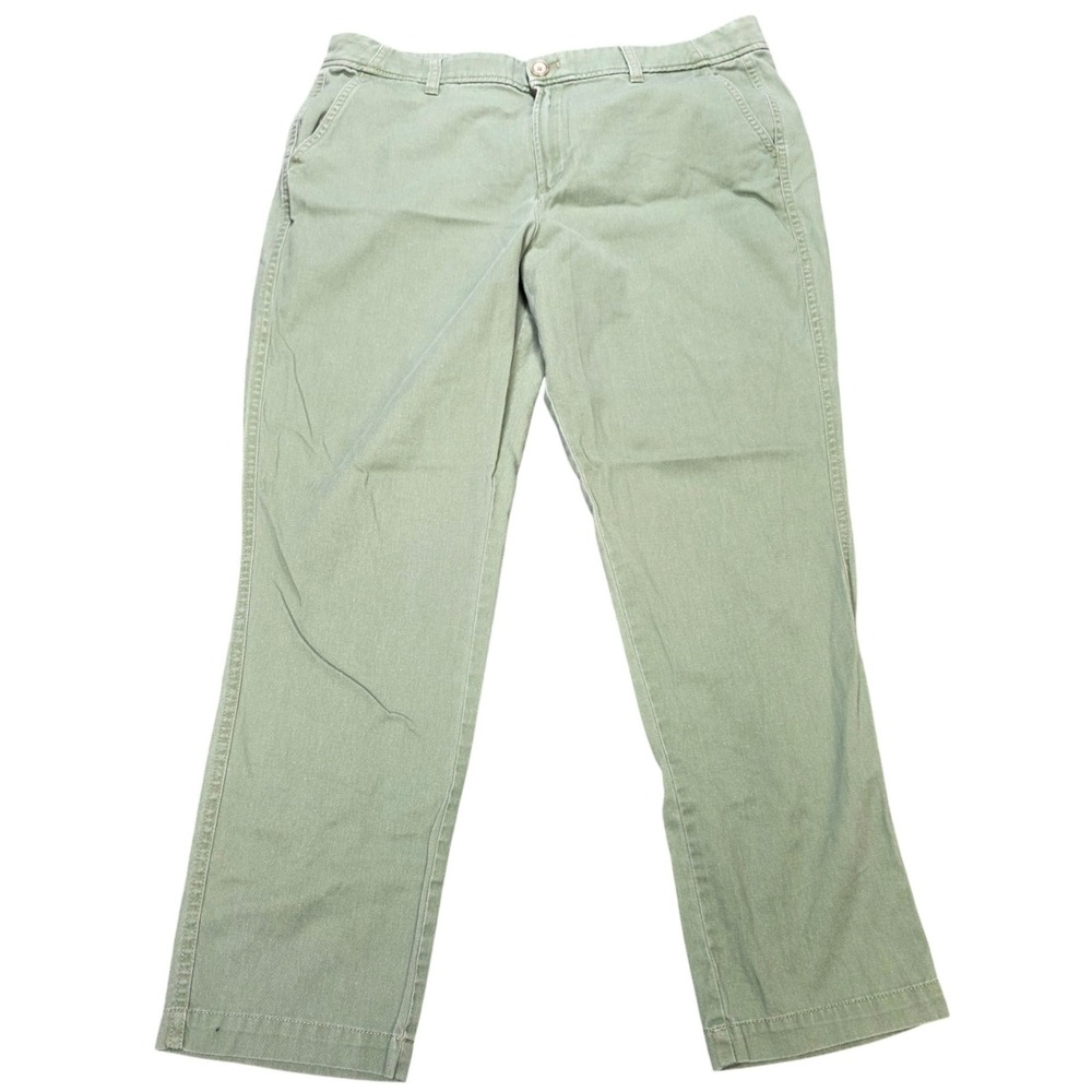 J. Crew Straight Leg Chino Pants Women's Size 12 Olive Green Cotton High-Rise